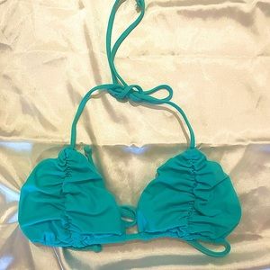 Aqua Ruffle Triangle Bikini Top